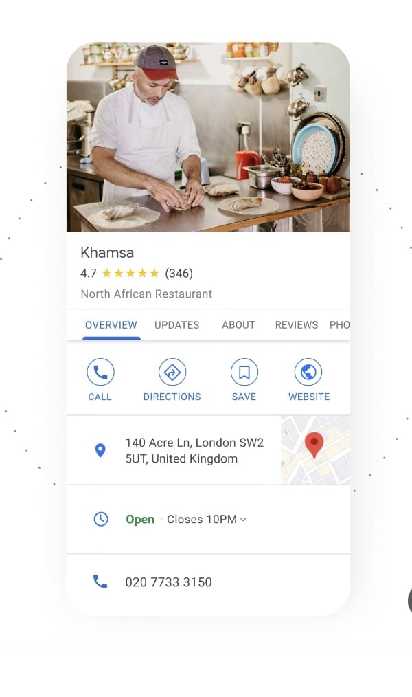 Screenshot of Google business profile
